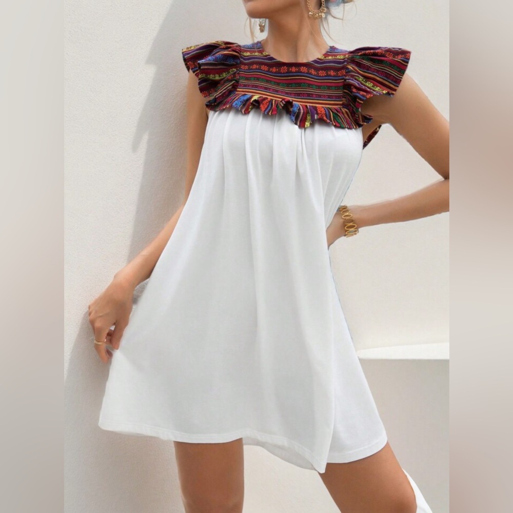 Boho Western Embroidered Mini Dress - Picture 3 of 7
